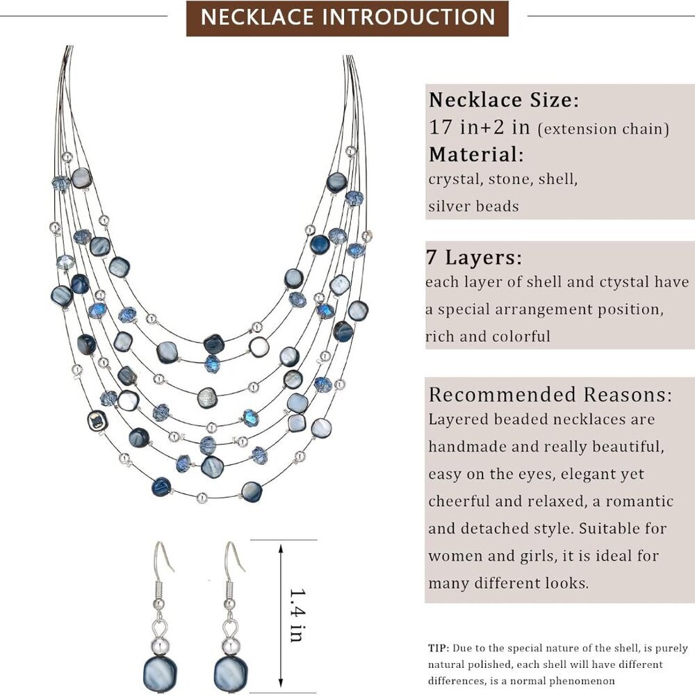 Multi-Layer Boho Shell Beaded Necklace For Women … - image 5